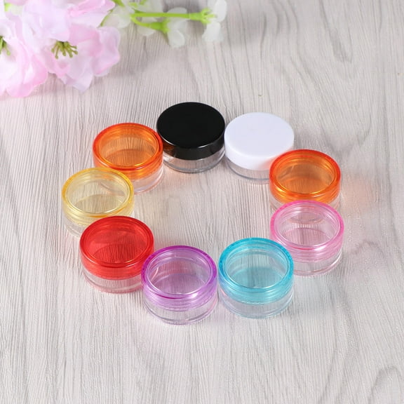 HEMOTON 50Pcs 5g Mini Travel Plastic Round Bottles for Cosmetics Sample Empty Containers for Cream Shampoo Lotion Ten Color Options
