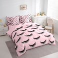 thumbnail image 3 of Castle Fairy Elegant Glitter Eyelash Bedding Comforter Set 7 Pieces for Teens Girls,Bling Makeup Full Bedding Set Lightweight,Black Pink Fitted Sheet Flat Sheet,Breathable Home Decor,Reversible, 3 of 8