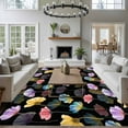 thumbnail image 3 of Spring Flowers Area Rugs 6'x9', Washable Small Throw Rugs for Kitchen Dining room, Watercolor Floral Vintage Black Indoor Outdoor Rug Non-Slip Low Pile Carpet Runner Reversible Floor Mats, 3 of 8