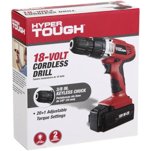 Hyper Tough 18 Volt Ni Cad Cordless Drill Aq75023g Walmart Com