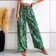 thumbnail image 4 of Lovskoo Wide Leg Pants Woman Printed Summer 2024 Trendy Elastic Waist Loose Pants Green S, 4 of 7