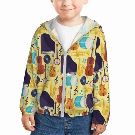

Zeuib Musical Instruments Print Girls & Boys Sun Protection Hoodie with UPF 50+ Children’s Quick-Dry Jacket Perfect for Outdoor Activities-5 Years