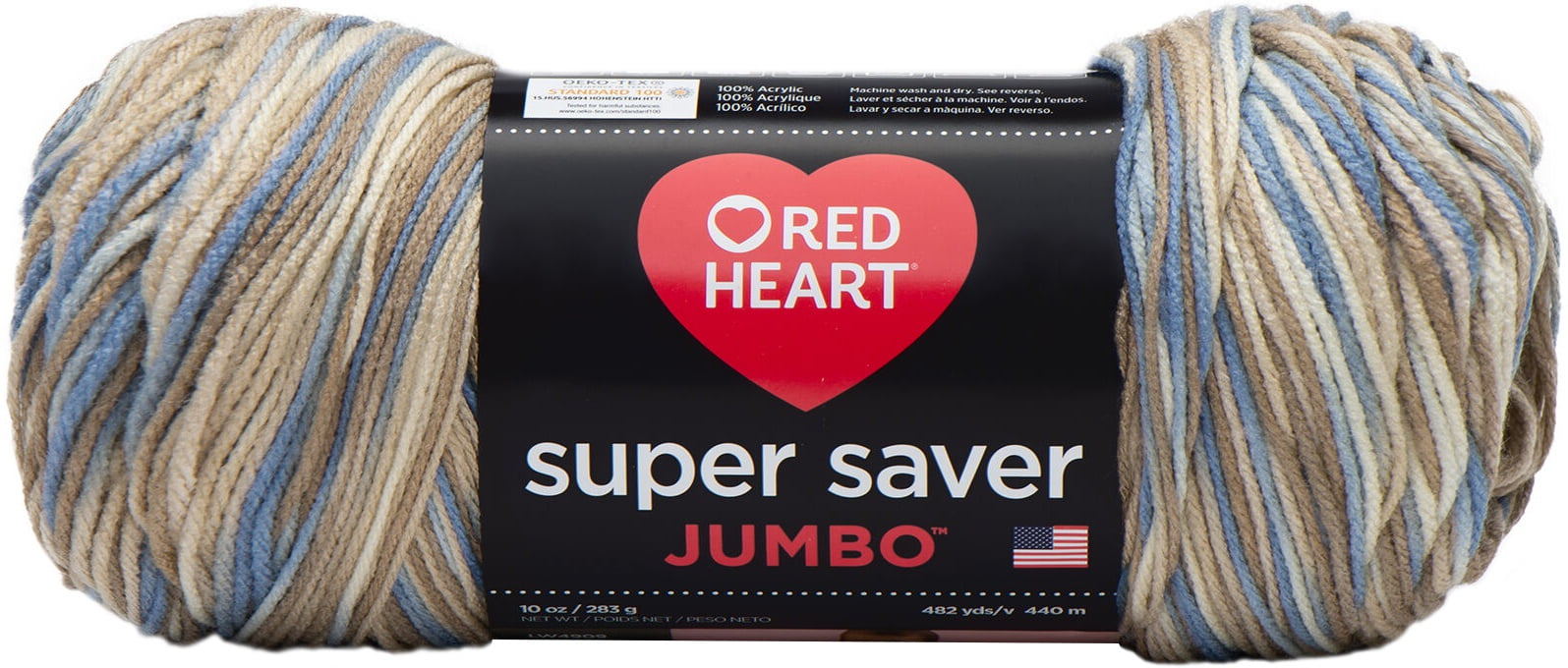 Red Heart Super Saver Jumbo Mirage Yarn - 2 Pack of 283g/10oz - Acrylic - 4 Medium (Worsted) - 744 Yards - Knitting/Crochet