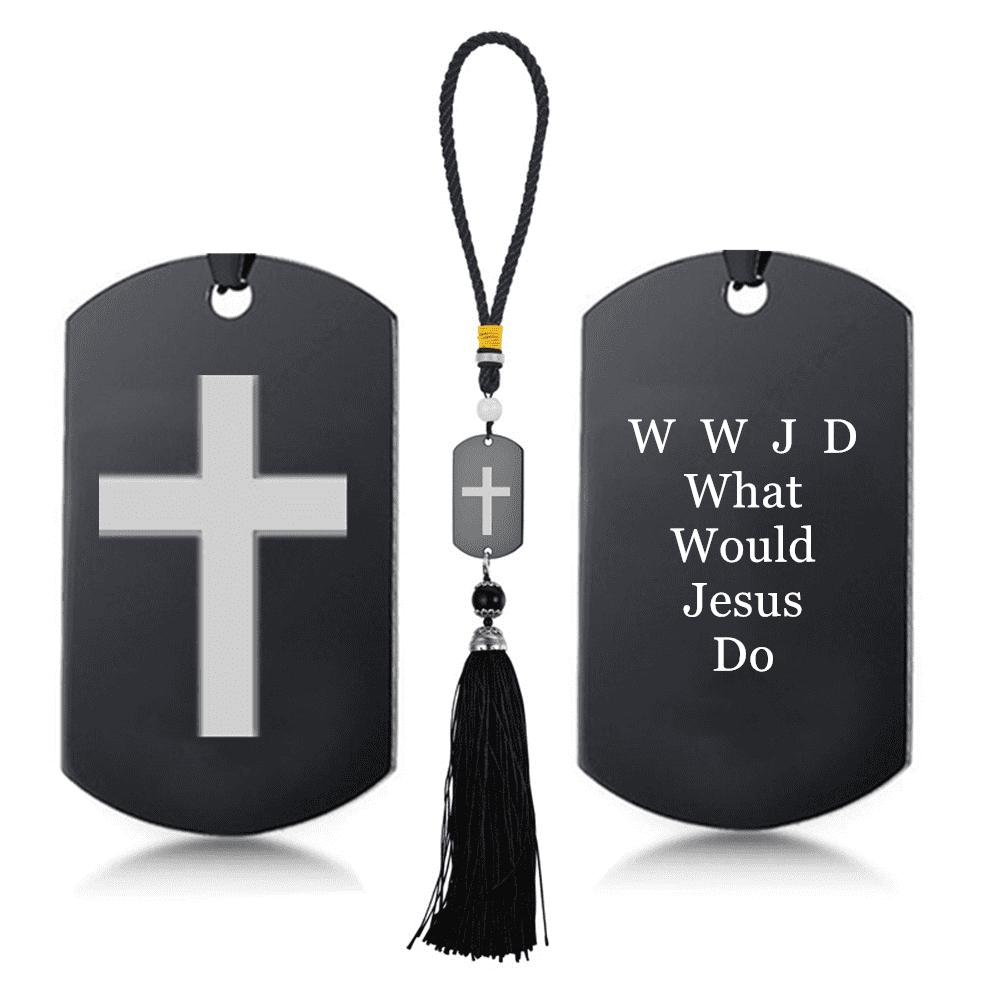 Christian Gifts WWJD Cross Car Door Hanging Ornaments Rear View