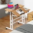 thumbnail image 2 of SOGES Bureau Mobile Debout à Hauteur Réglable Portable avec Porte-Gobelet et Crochets, Chêne - Mise à Jour, 2 of 7