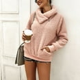 thumbnail image 6 of BLVB Women's Winter Cozy Fuzzy Fleece Sweatshirts Lapel Zipper Warm Pullover Plush Outerwear Jackets with Pockets, 6 of 7