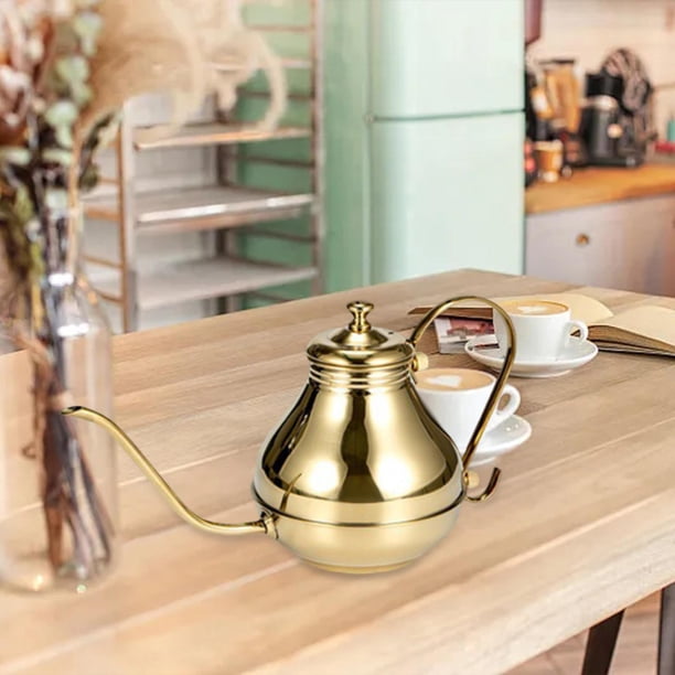 Tetera de goteo de café, tetera de 1,5 l, cafetera de goteo portátil, multiusos, , fácil de controlar, teteras de estufa, tetera de cuello de oro Macarena Hervidor de café