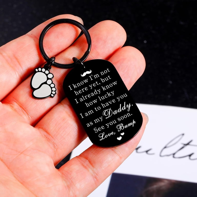 Keychain For New Dad Baby Footprint Father's Day Gifts For Expecting Dads New Dad Gifts For  Men First Time Dad Gifts Daddy To Be Keychain