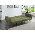 thumbnail image 3 of ACME Bernstein Linen Fabric Tufted Adjustable Sofa in Green and Walnut, 3 of 9