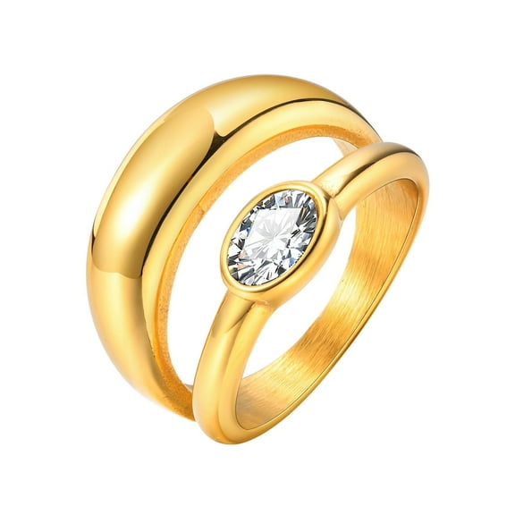 Gold Rings for Women-18K Gold Plated Simple Polished Statement Rings, Stainless Steel Band Rings Jewelry Gifts for Girlfriend, Wife