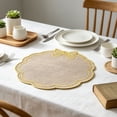 thumbnail image 6 of Linen Placemats Bow Embroidered Round Scalloped Kitchen Place Mats for Wedding Party Home Dining Table Decor, Set of 1, 15 x 15 inch, 6 of 6