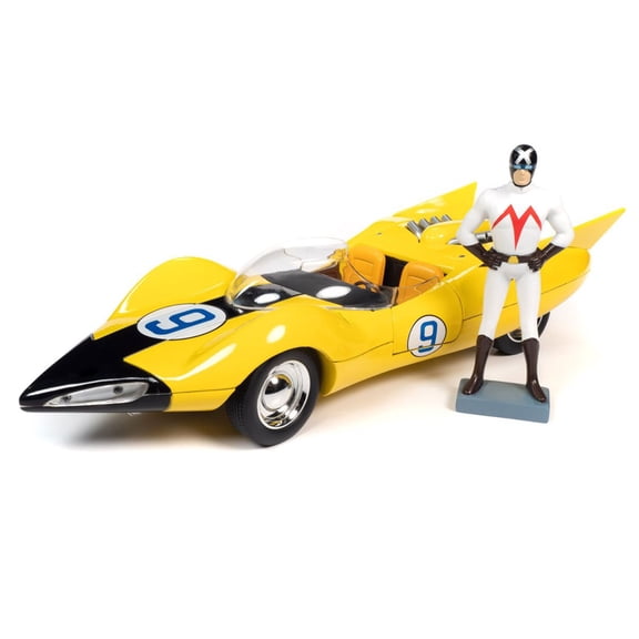Shooting Star #9 Yellow and Racer X Figurine "Speed Racer" Anime Series 1/18 Diecast Model Car by Auto World