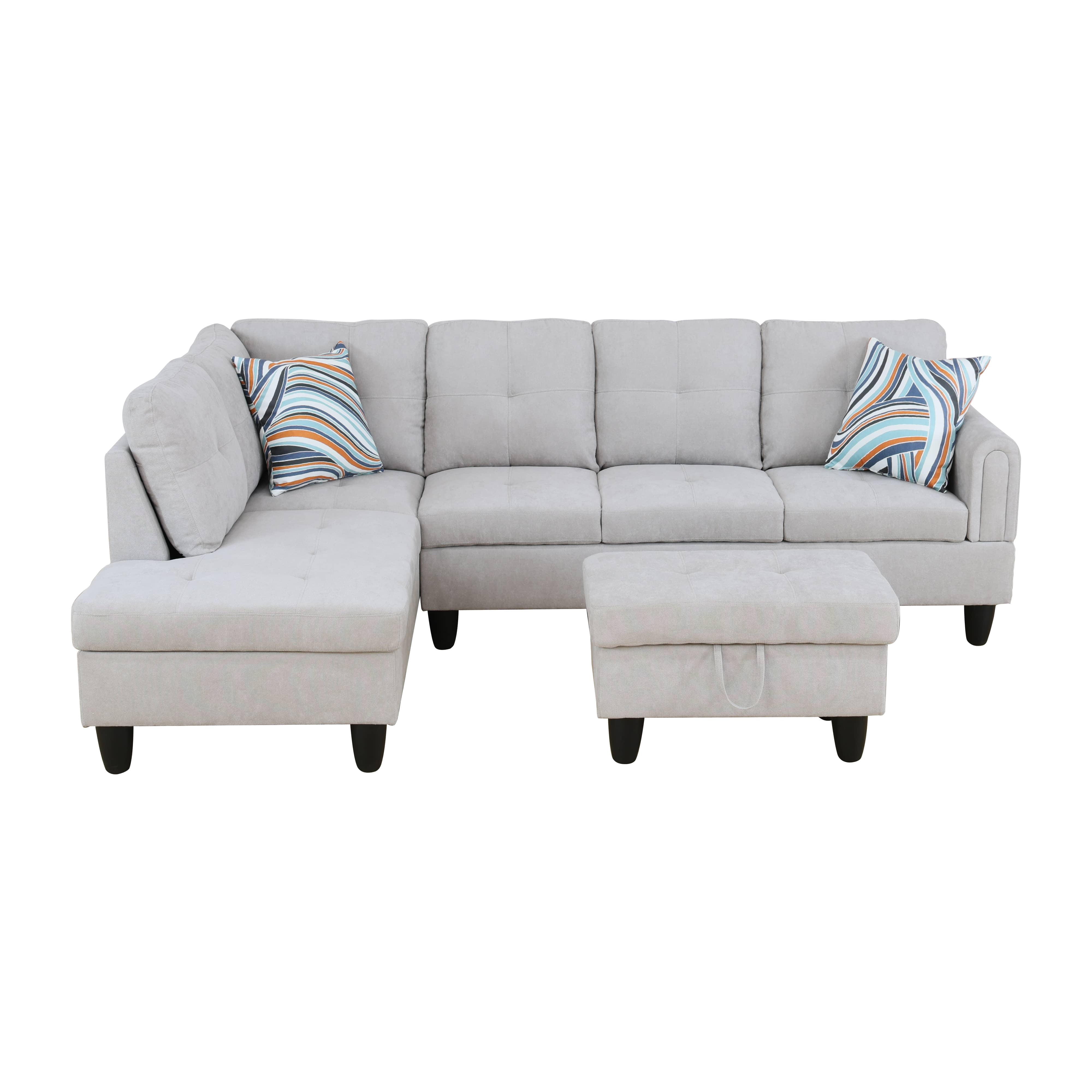 MAYEERTY 97" Light Gray Modern Fluffy 3-Piece Couch - Ultra-Soft Cozy for Living Room