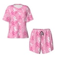 thumbnail image 4 of Naloa Breast Cancer Awareness (3) Women's Short-Sleeved Pajama Set, Loungewear, Summer pajamas, Breathable Cozy - Large, 4 of 9