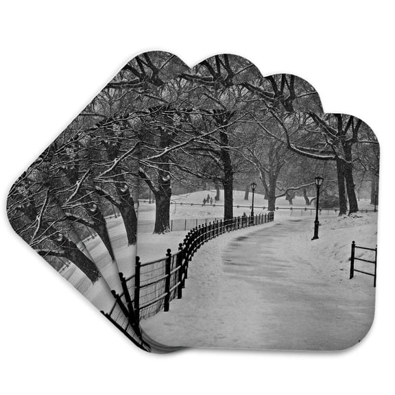 3drose, Snow Blizzard in Central Park Manhattan New York City, Set of 4 Coasters - Soft