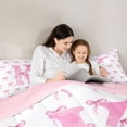 thumbnail image 4 of Erosebridal Pink Bow Letter K Queen Comforter Set for Girls, Pink Letter Bow Bedding Comforter Set for Women, Pink Reversible, 3pcs, 4 of 6