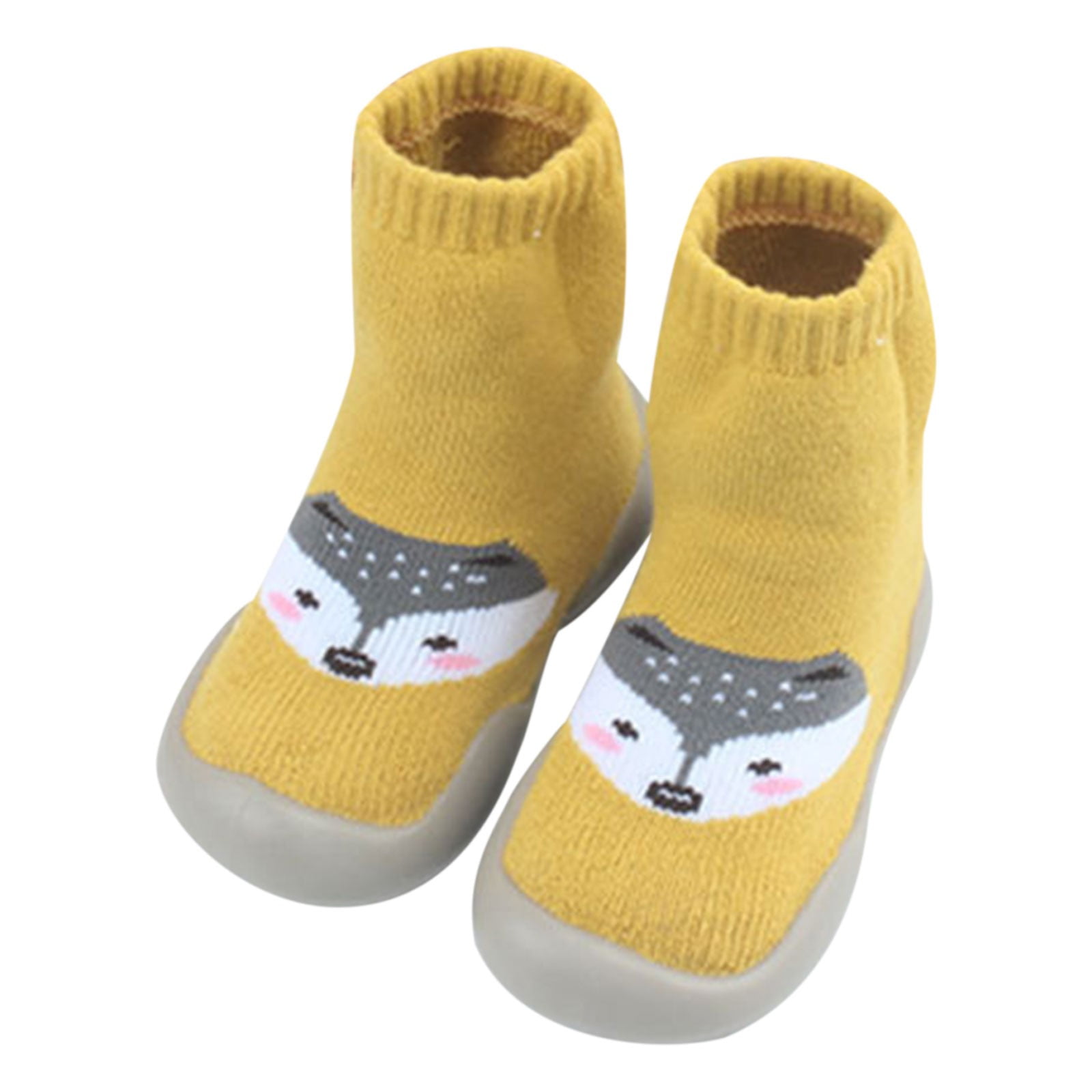 Baby Toddler Sock Shoes Non-Skid Slipper with Rubber Soft Sole Breathable Cotton Walking Shoes for Infant Girls Boys 