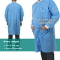 thumbnail image 4 of Disposable Lab Coats, SMS Material, Knee Length, 3 Pockets, 50 Pack – Medium, Blue, 4 of 7