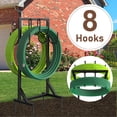 thumbnail image 3 of Yacona Garden Hose Holder, Heavy Duty Water Hose Storage for Outside with 8 Hooks, Freestanding Hose Reel Hanger, Black, 3 of 8