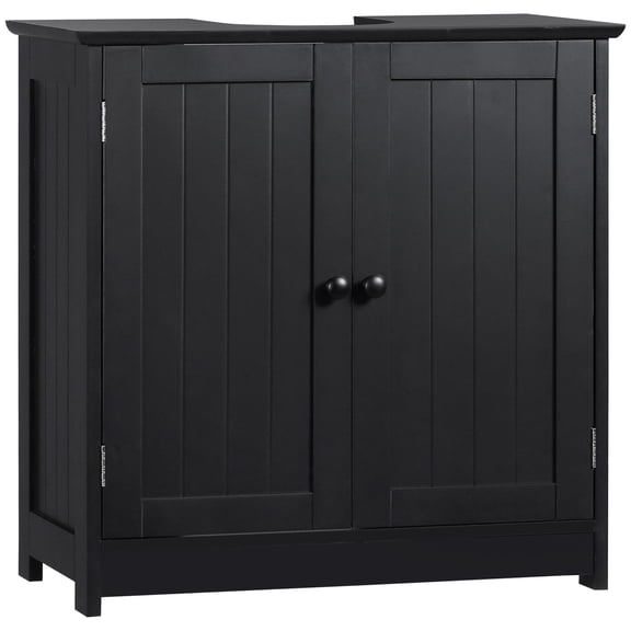 Bathroom Vanity HOMCOM Under Sink Bathroom Cabinet with 2 Doors and Shelf, Pedestal Sink Bathroom Vanity Cabinet, Black,Bathroom Vanity Set
