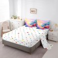thumbnail image 5 of Castle Fairy Pastel Wave Mountain Print Queen Bedding 7pcs,Flowing Layer Hill Sky Abstract Art Bedding Comforter Set Queen,Pink Teal,Reversible, 5 of 7