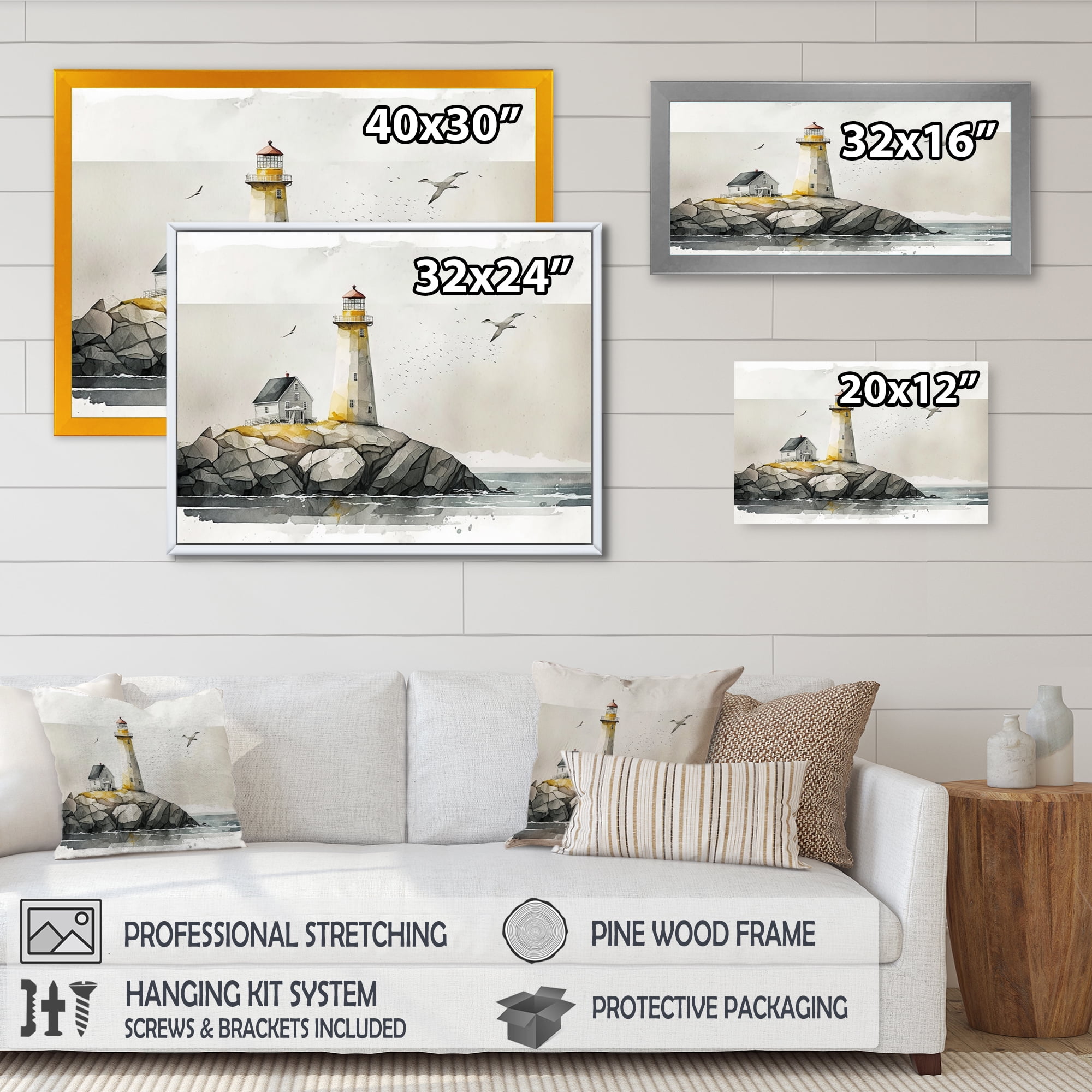 Designart Lighthouse On The Coast II Canvas Wall Art