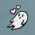 thumbnail image 2 of Dalix Heartly Ghost Embroidered Shorts Washed Soft Fleece Relaxed Drawstring Pocket Fit Lounge Womens in Misty Blue XL X-Large, 2 of 5