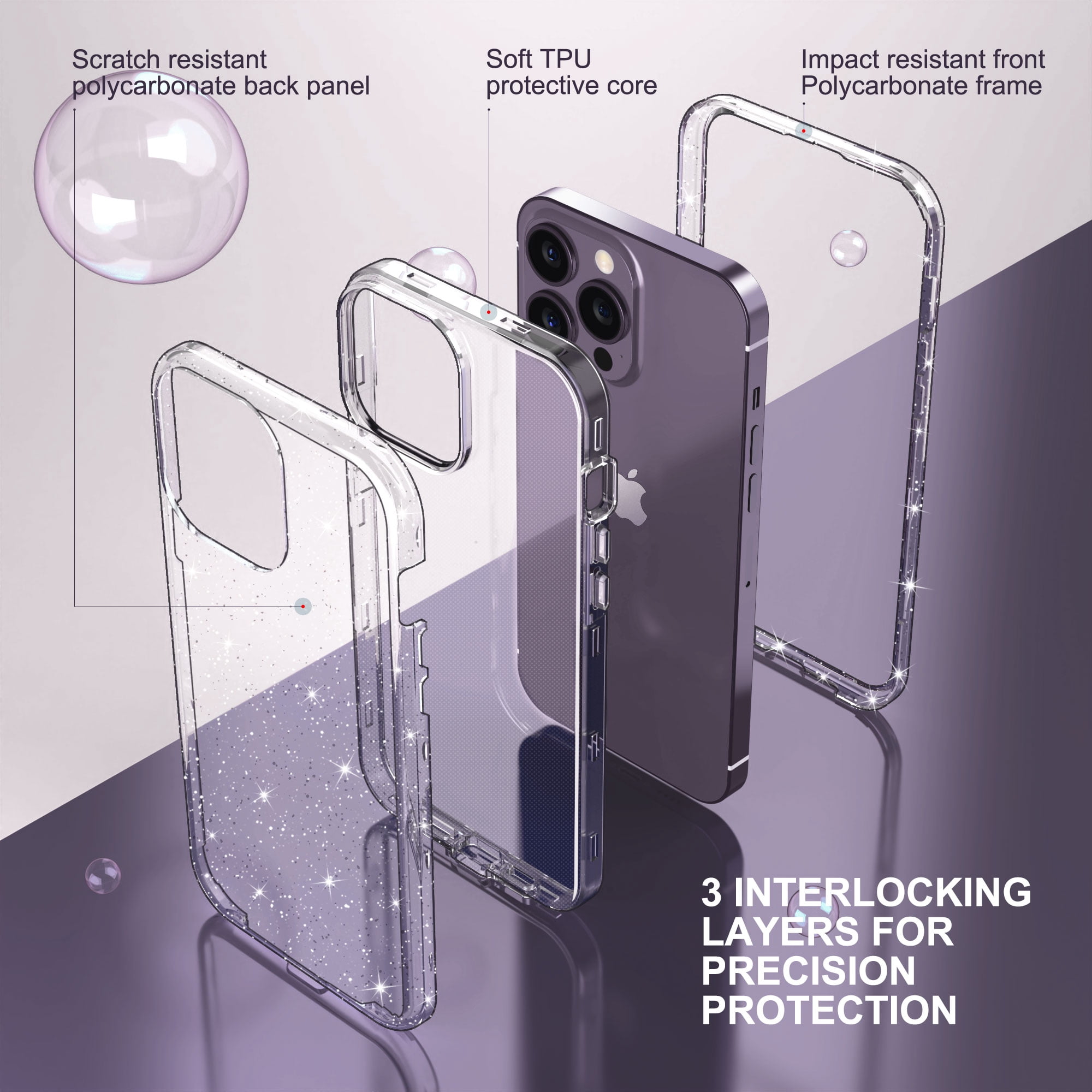 ULAK Cover per iPhone 14 Pro Max, Trasparente [Retro PC Rigida