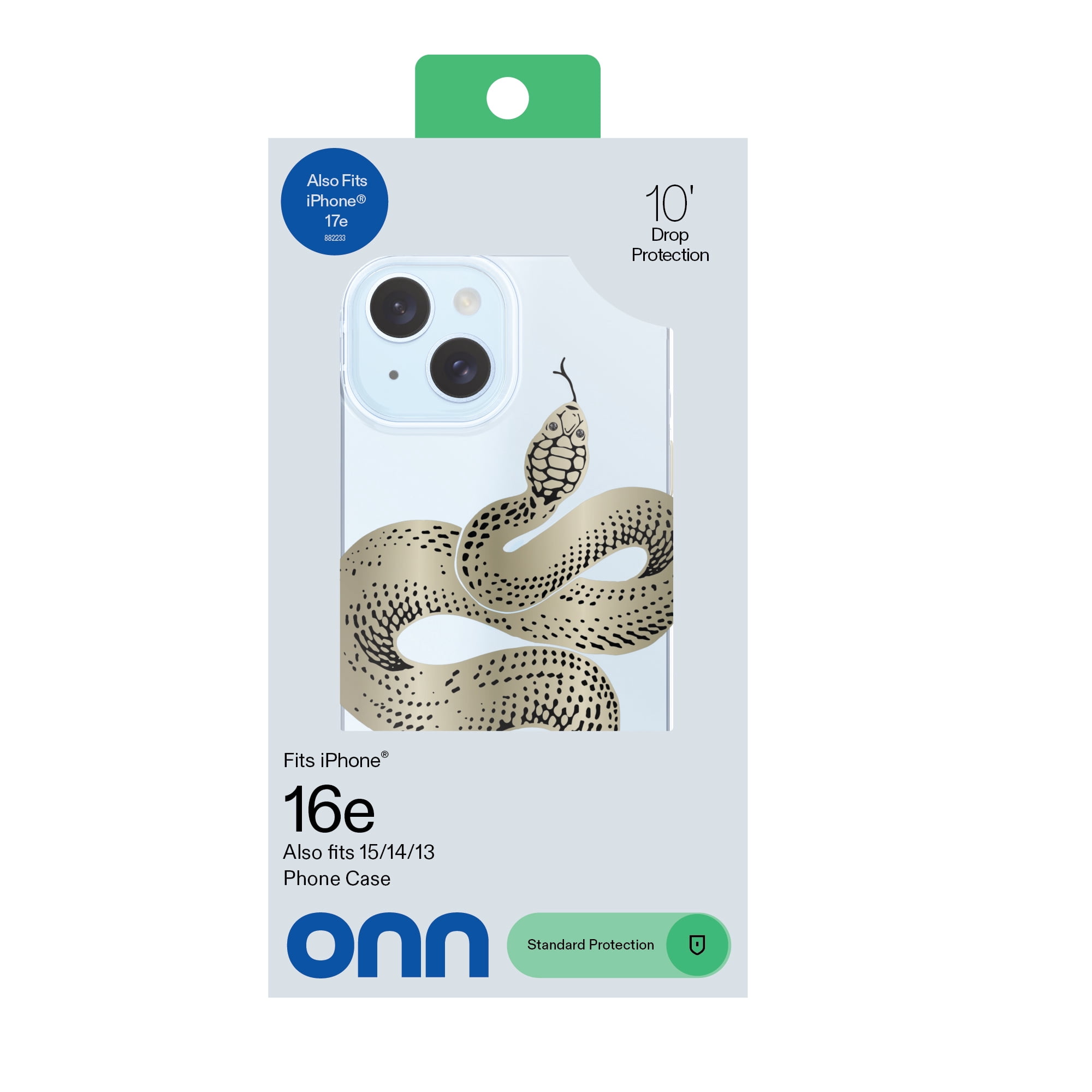 onn Gold Snake Phone Case for iPhone 17e / iPhone 16e / iPhone 15 / iPhone 14 / iPhone 13