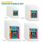 Keff Canvas Boards for Painting, 24 Pack, Assorted Sizes, 100% Cotton Primed for Acrylic and Oil Paint