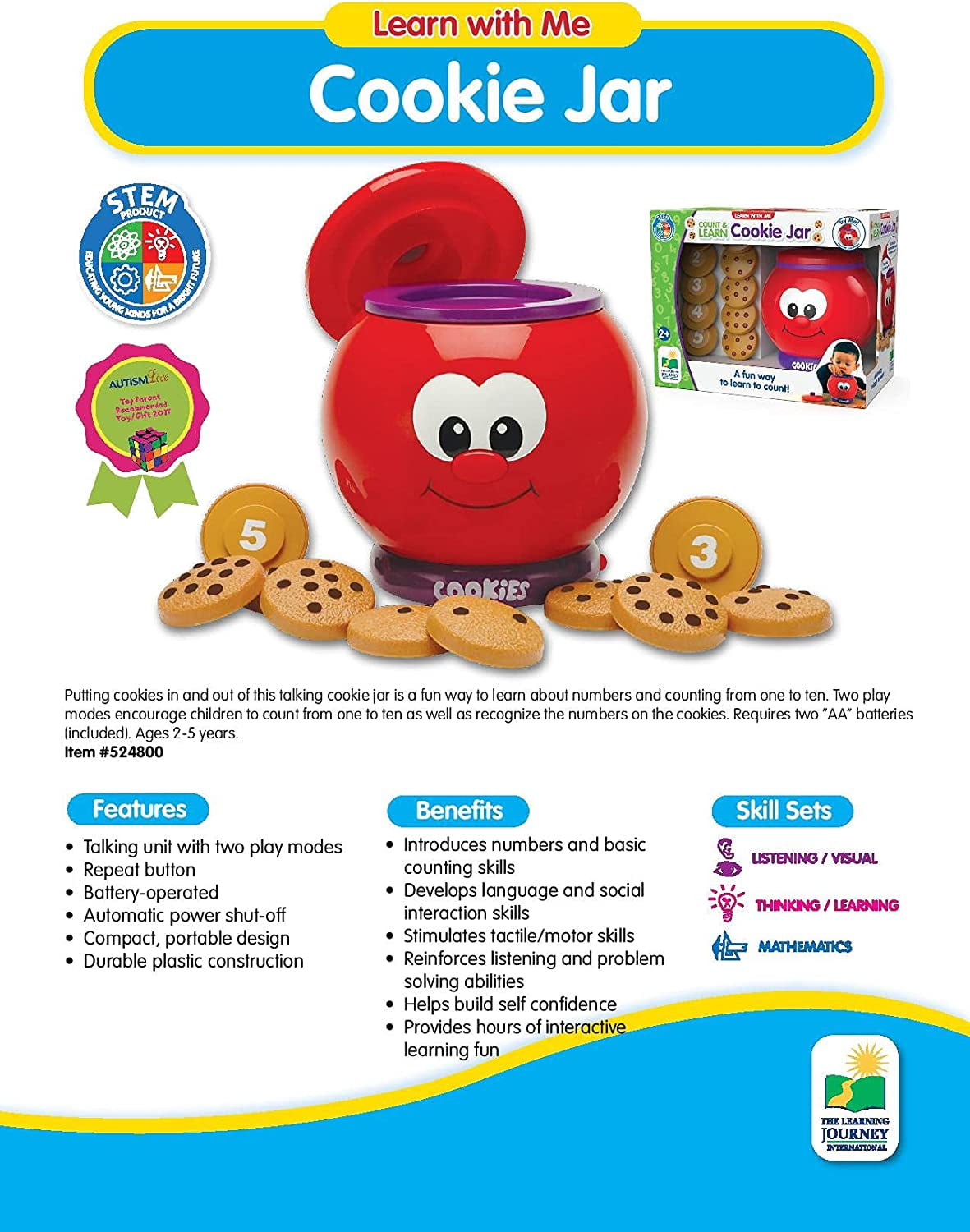 The Learning Journey Learn with Me, Count and Learn Cookie Jar