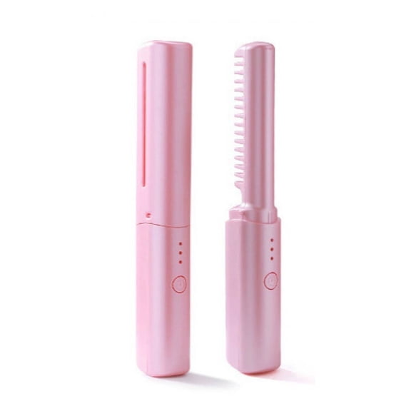 EXLEAF Cordless Mini Hair Straightener, Portable USB Rechargeable Flat Iron for Travel, Smart Temp Control, Pink