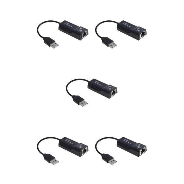 ZLight USB 2 .0 Ethernet Adapter Network Card USB 2 .0 to Lan Ethernet Adapter for Computer for Laptop Usb Ethernet black 5Set