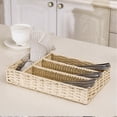 thumbnail image 2 of Clearance Sale!Rattan Woven Divided Cutlery Storage Organizer Caddy Tote - Basket Holder for Kitchen Table,Cabinet,Pantry - Holds Silverware,Forks,Knives,Spoons,Napkins and other Utensils, 2 of 7