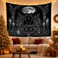 thumbnail image 3 of Black Cat on Ornate Altar Under Full Moon Mystical Gothic for Gothic Decor Fans Mystical Wall Art Halloween Gift Tapestry Wall Hanging for Bedroom, Living Room and Dorm, 3 of 7