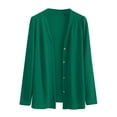 thumbnail image 2 of Baberdicy Women's Solid Color V-Neck Knit Cardigan, Lightweight Long Sleeve Open Front Fall Sweater , Solid Knit Cardigan, Fall Open-Front Sweater, Casual Layer Green Xl, 2 of 4