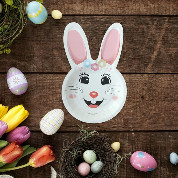 Platos desechables de papel pintado para Pascua | Platos de pulpa de papel multicolor resistentes, resistentes al agua y con diseño grueso que escurre el aceite | Paquete de 10 vajillas navideñas