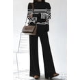 thumbnail image 4 of Pink Queen Women Knitted Outfits High Neck Sweater Wide Leg Pant Set 2 Pieces Sweatsuit, 4 of 6