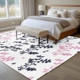 thumbnail image 4 of Area Rug for Living Room, Grey Pink Botanical Non-Slip Indoor Large Carpet for Bedroom/Dining Room, Watercolor Spring Floral Summer Leaf Washable Low-Profile Rectangle Floor Runner Rugs - 6 x 9 Ft, 4 of 8