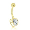thumbnail image 2 of AVORA 10K Yellow Gold Simulated Diamond CZ Bezel Heart Belly Button Ring Body Jewelry (14 Gauge), 2 of 5