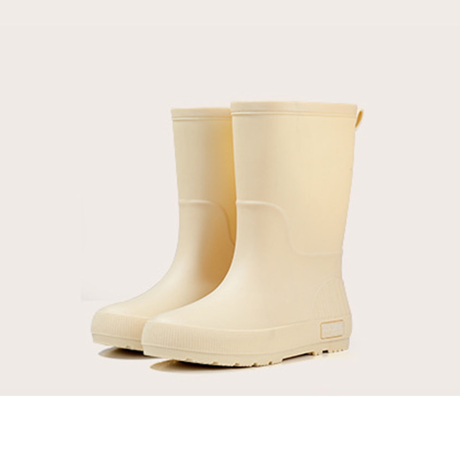 Wdhugt Women Mid-Calf Rain Boots Casual Versatile Cool Eye-Catching Waterproof Trendy Outdoor Fall Winter Comfortable Height-Increasing Heel Material Pvc Size 6.5 Us Foot Length 10.04 Inch