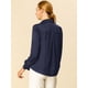 thumbnail image 5 of Camisa de trabajo de manga larga con blusa elegante con cuello en V de oficina para mujer Azul marino L Unique Bargains Camisa, 5 of 6