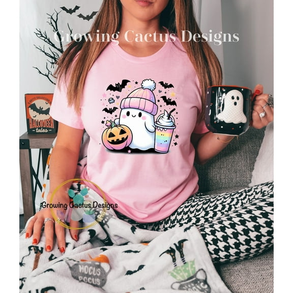 Pink Halloween Ghost Shirt, Pastel Ghost Shirt, Pastel Halloween Tee, Girly Ghost Shirt, Spooky Season Shirt, Cute Little Ghost Shirt