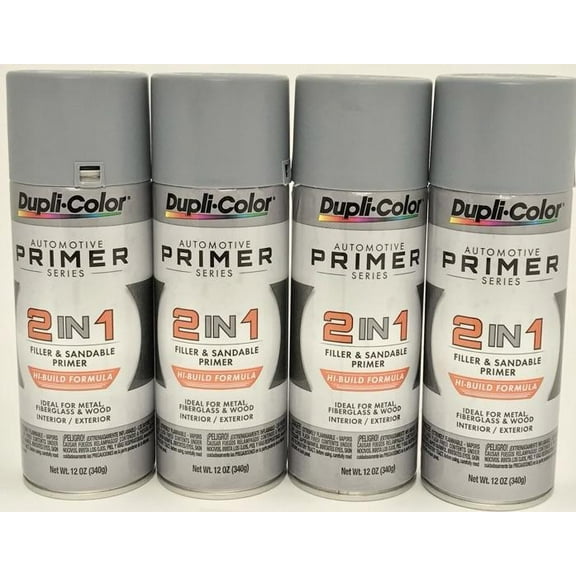 Duplicolor DAP1700-4 Pack 2-IN-1 Hi-Build Filler & Sandable Primer - 12 oz Aerosol can