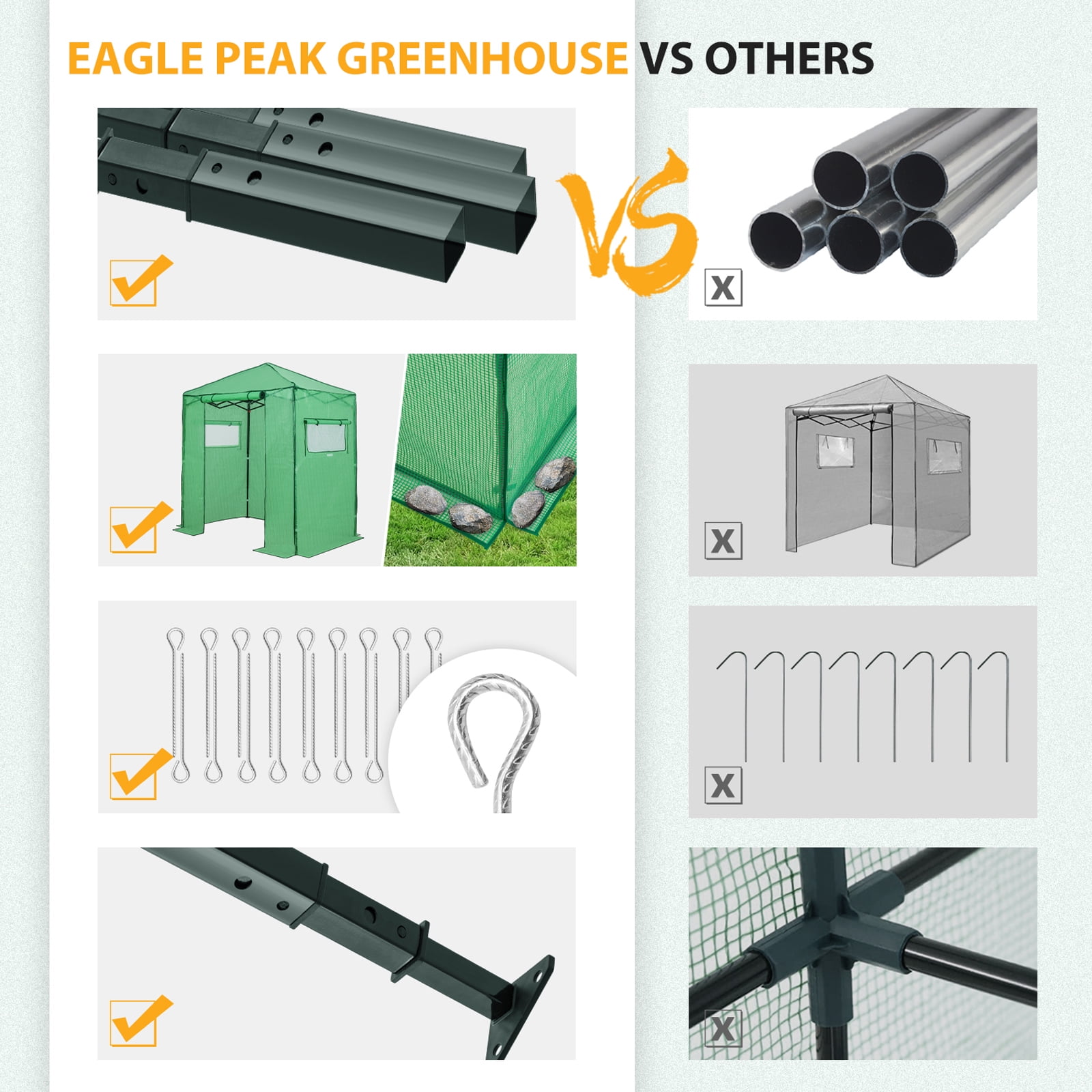 EAGLE PEAK 6x4 Portable Walk-in Greenhouse Instant Outdoor Gardening Green House Canopy,Green