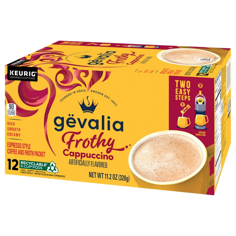 Gevalia Cappuccino K-Cup Coffee Pods & Froth Packets, 12 ct Box