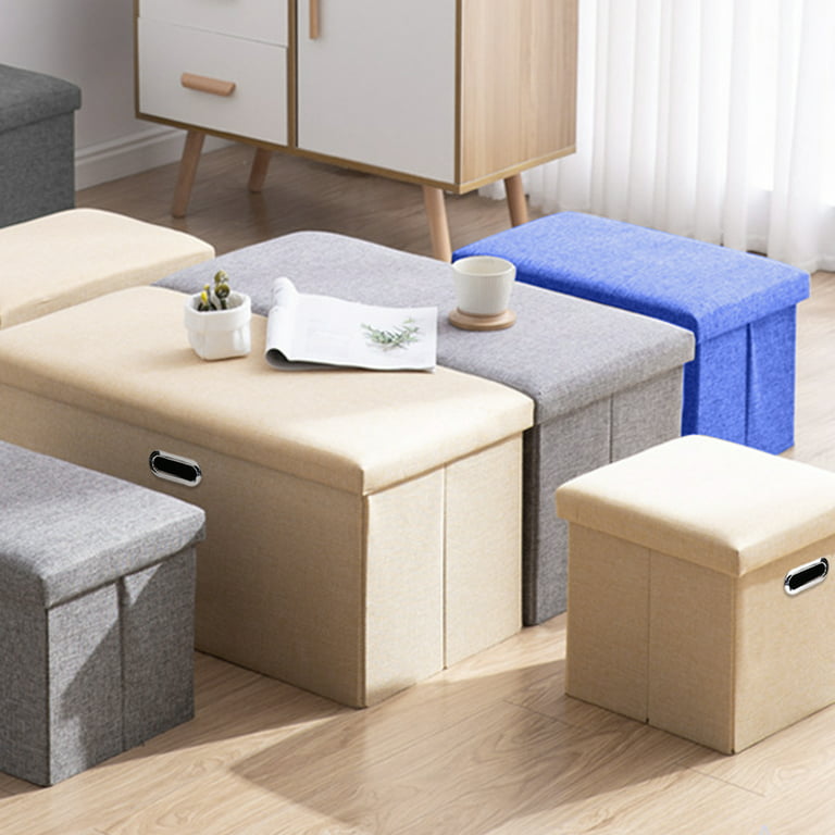 Pinplus Folding Storage Ottoman Cube Bench,Ottoman for Living Room,Velvet Tufted