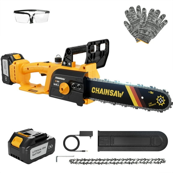 Brushless 12-Inch Cordless Electric Chainsaw, 4.0Ah Battery Powered Chain Saw, 26 Ft/s 20V Upgraded Portable Compact Handheld Saw for Wood Cutting, Free Assemble