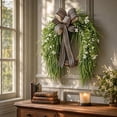 thumbnail image 6 of Bcylexb Spring Summer Wreaths for Front Door, 19.7" Greenery Door Wreaths Faux Fern Leaves Wreaths with Bow for Outdoor Porch Wall Decor, 6 of 7