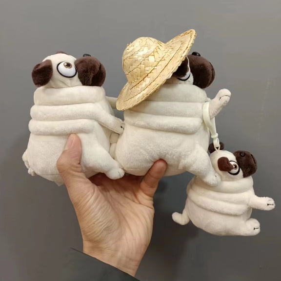 Sioweci Pug Dog Stuffed Doll Funny Cuddly Animal Plush Toy Dog Plushie Pillow Gift for Birthday Christmas Easter Home Decor Style A